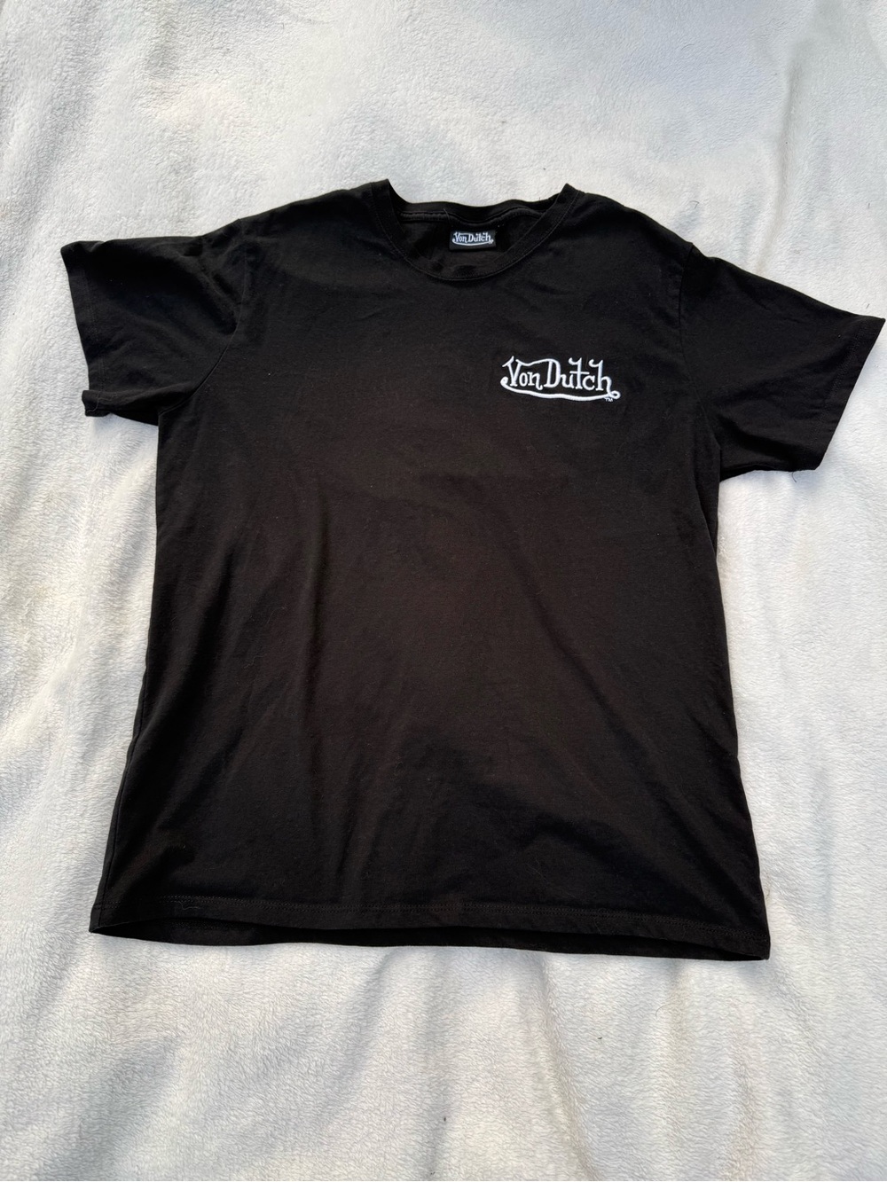 Von Dutch Black Short Sleeve Tee with White embroidered Logo